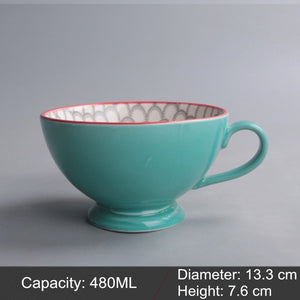 Mug Ceramic Milk Cup Of Tea Porcelain Coffee Mugs Salad Cup With Handle Xicara Caneca Tazas Para Cafe Free Shipping
